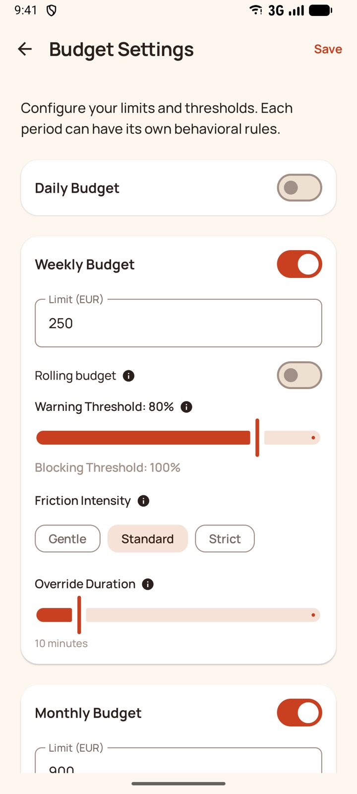 Budgets at your pace