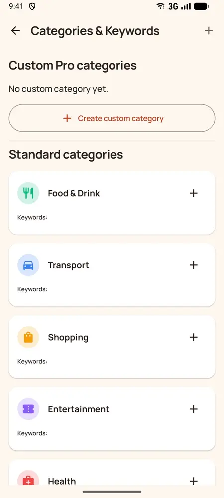 Spending categories