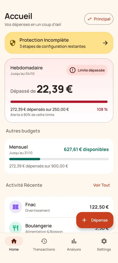 Tableau de bord : budget dépassé