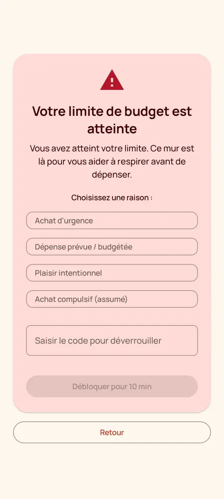 Mur d'alerte : limite de budget atteinte